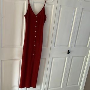 Button front knit burnt orange midi dress size medium
